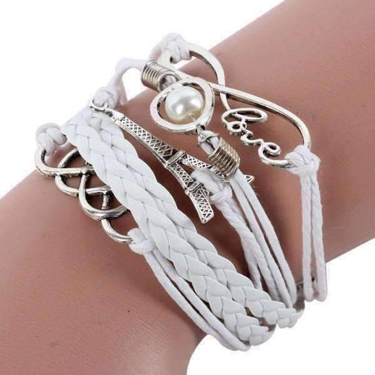 Feshionn IOBI bracelets White I Love Paris Handmade Leather Friendship Bracelet
