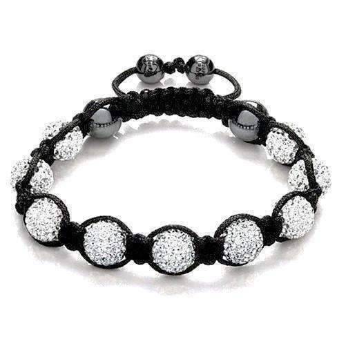 Feshionn IOBI bracelets White Sparkly Crystals Hand Made Shamballa - White Crystal and Hematite Shamballa Bracelet