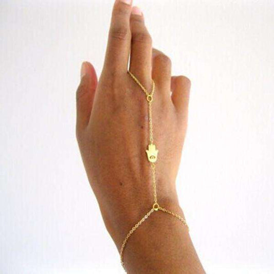 Feshionn IOBI bracelets Yellow Gold Delicate Hand of Fatima Hamsa Body Jewelry Bracelet
