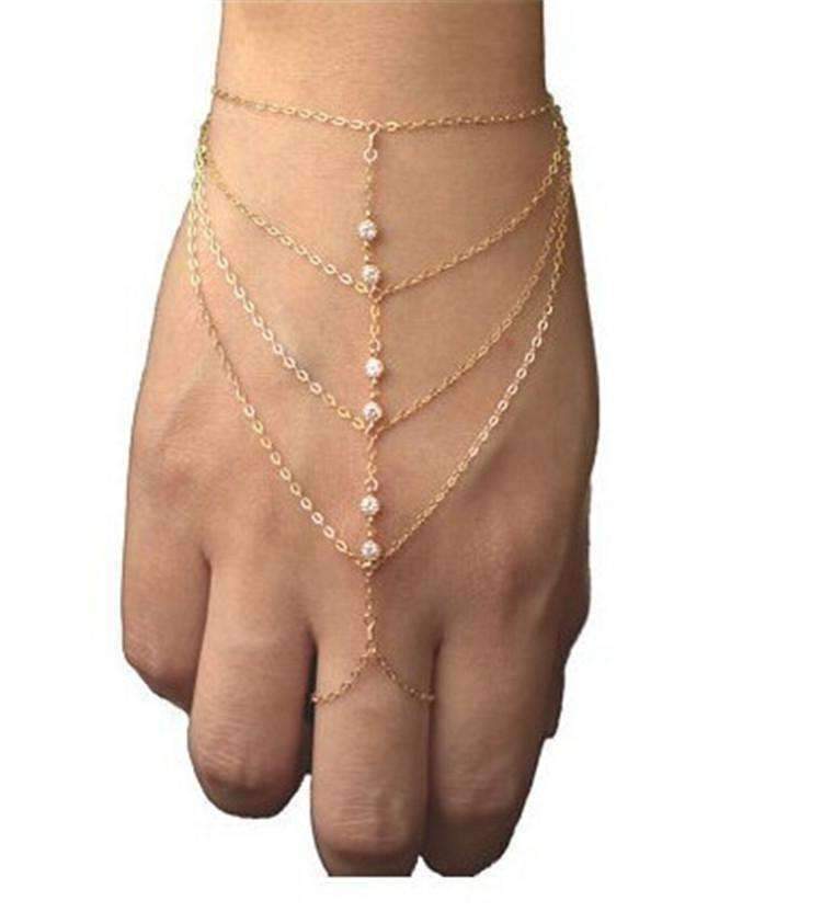 Feshionn IOBI bracelets Yellow Gold Sparkly Chains Body Jewelry Bracelet