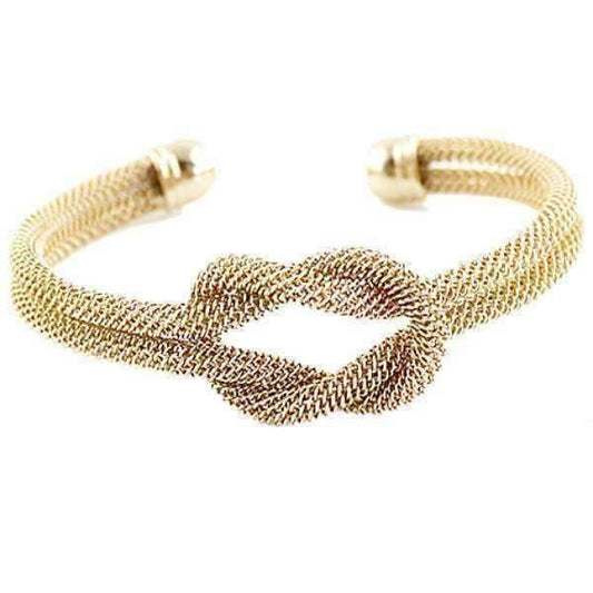 Feshionn IOBI bracelets Yellow Gold UNDER 10 - Meshy Love Knot Cuff Bracelet in Silver or Gold