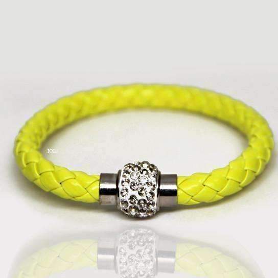 Feshionn IOBI bracelets Yellow Highlighter ON SALE - French Braid Shamballa Magnetic Bangle Bracelet