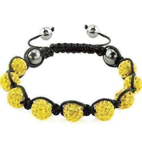 Feshionn IOBI bracelets Yellow Yellow Sparkly Crystals Hand Made Shamballa Bead Bracelet