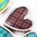 Feshionn IOBI Charms Brown Plaid Pop Art Heart Charm for Charm Locket Necklaces ~ Your Choice
