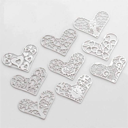 Feshionn IOBI Charms Family Tree Hearts Cut Out Plate for Heart Charm Locket Necklaces ~ Choose Your Theme!