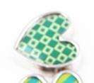 Feshionn IOBI Charms Green Checks Pop Art Heart Charm for Charm Locket Necklaces ~ Your Choice