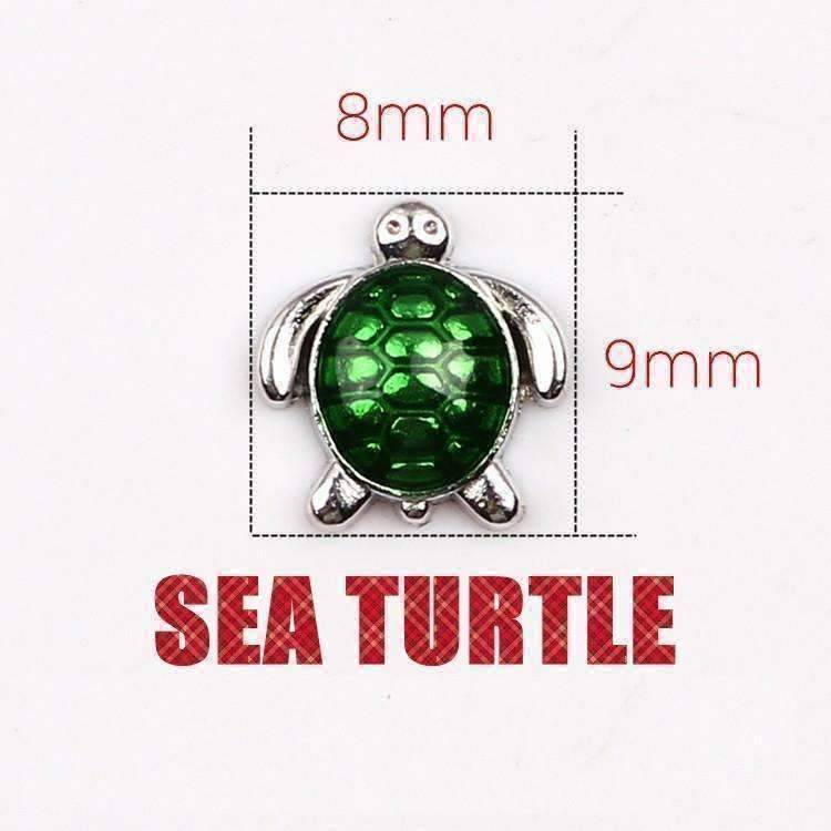 Feshionn IOBI Charms Green Green Enamel Turtle Free Floating Charm for Charm Locket Necklaces