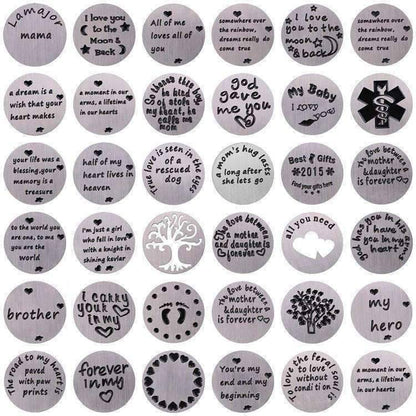 Feshionn IOBI Charms Moon & Back Round Stamped Plate for Round Charm Locket Necklaces ~ Choose Your Theme!