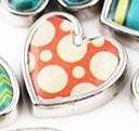 Feshionn IOBI Charms Orange Bubbles Pop Art Heart Charm for Charm Locket Necklaces ~ Your Choice