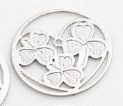 Feshionn IOBI Charms Shamrocks Round Cut Out Plate for Round Charm Locket Necklaces ~Choose Your Theme!