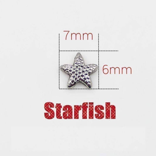 Feshionn IOBI Charms Silver Tiny Silver Starfish Free Floating Charm for Charm Locket Necklaces
