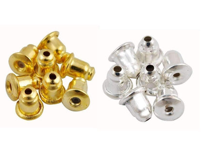 Feshionn IOBI Earrings 10 Gold Backs Replacement Earring Backs Stopper/Bullet Style Gold, Silver or Mixed