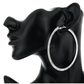 Feshionn IOBI Earrings 10cm / Celebrity Silver Bling It On Oversize Crystal Hoop Earrings