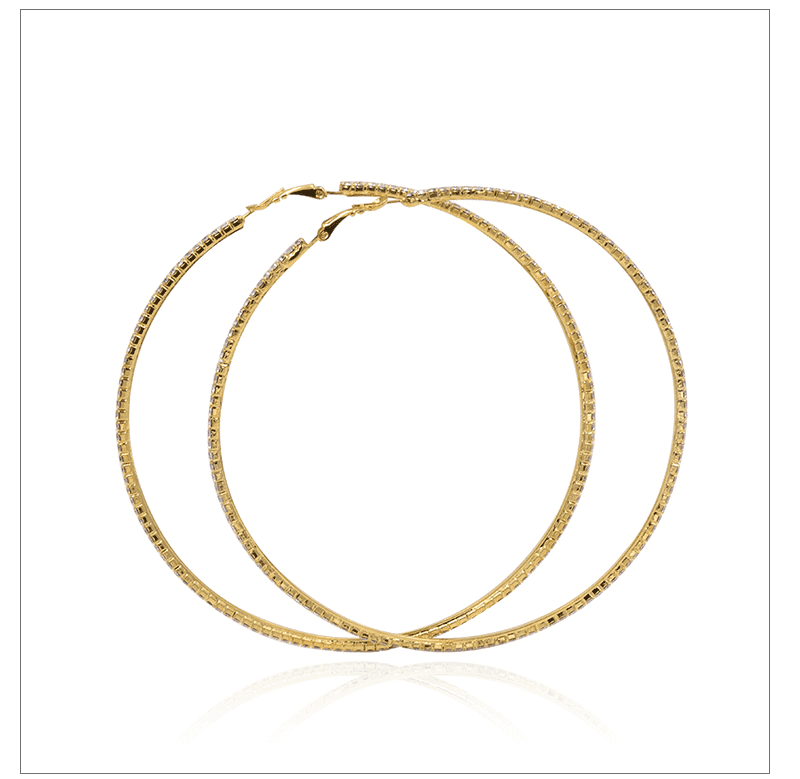 Feshionn IOBI Earrings 10cm / Glowing Gold Bling It On Oversize Crystal Hoop Earrings