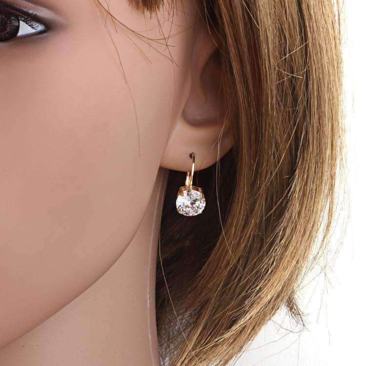 Feshionn IOBI Earrings 18K Gold Filled with Solitaire Austrian Crystal Earrings