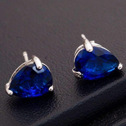 Feshionn IOBI Earrings 18K White Gold Sapphire Blue Pear Cut Zirconia 1.3CT Solitaire Stud Earrings