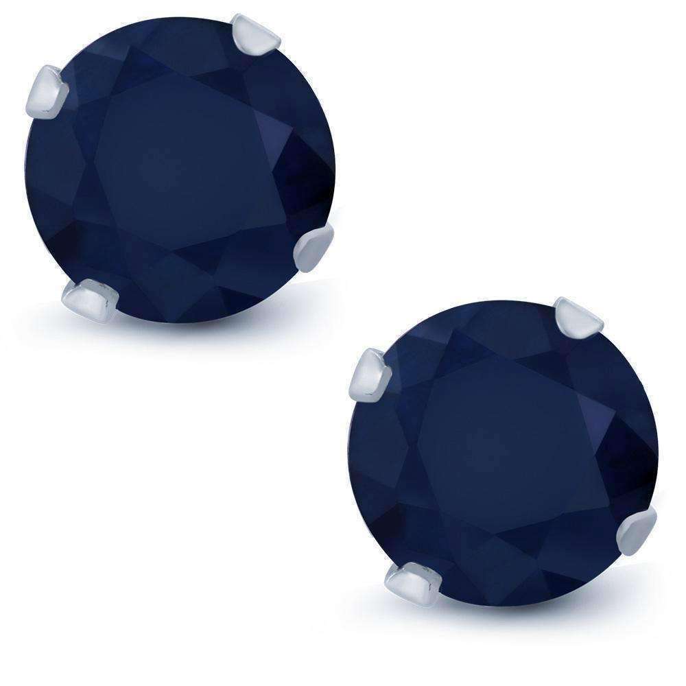 Feshionn IOBI Earrings 2.12CTW Genuine Sapphire IOBI Precious Gems Stud Earrings