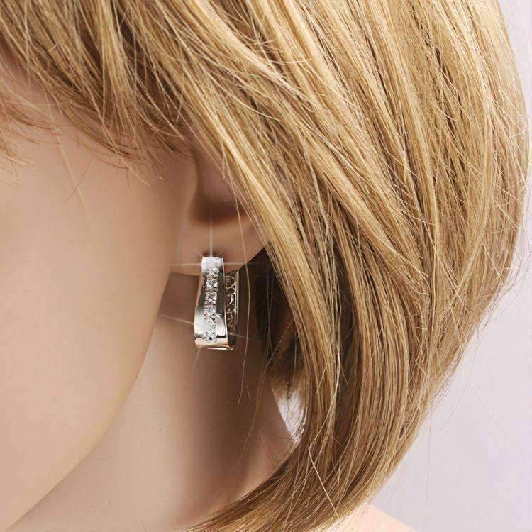 Feshionn IOBI Earrings 2 in 1 Platinum Plated with Crystal Diamonds Filigree Hoop Earrings