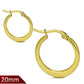 Feshionn IOBI Earrings 20mm Highly Polished Gold Plated Stainless Steel Hoop Earrings Available in Two Sizes