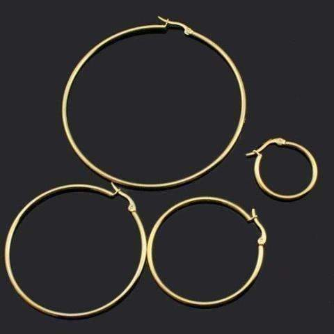 Feshionn IOBI Earrings 20mm / Stainless Steel Gold Plated Tubular Stainless Steel Classic Hoop Earrings Available in Four Sizes