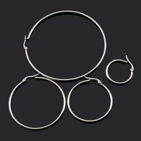 Feshionn IOBI Earrings 20mm / Stainless Steel Tubular Polished Stainless Steel Classic Hoop Earrings Available in Four Sizes