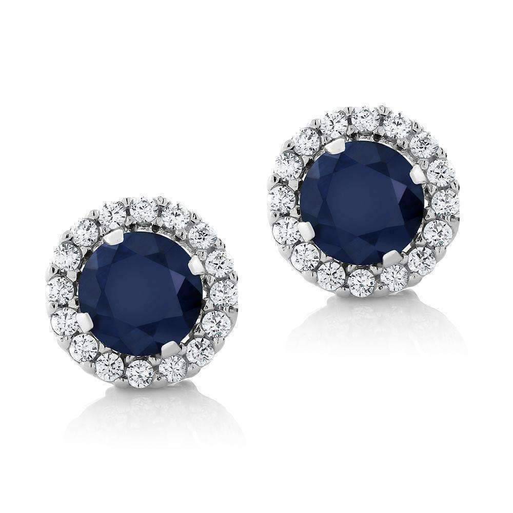 Feshionn IOBI Earrings 2CTW Genuine Sapphire Stud With Removable Halo Jacket IOBI Precious Gems Earrings