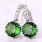 Feshionn IOBI Earrings Amazon Green on White Gold Exotic Gems CZ Solitaire Hoop Earrings