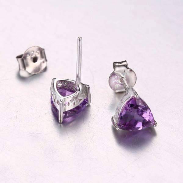 Feshionn IOBI Earrings Amethyst Trillion Cut 1.4CT IOBI Precious Gems Stud Earrings