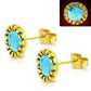 Feshionn IOBI Earrings Aqua / 18K Gold Plated ON SALE - Aurora Borealis Glass Button Stud Stainless Steel Earrings