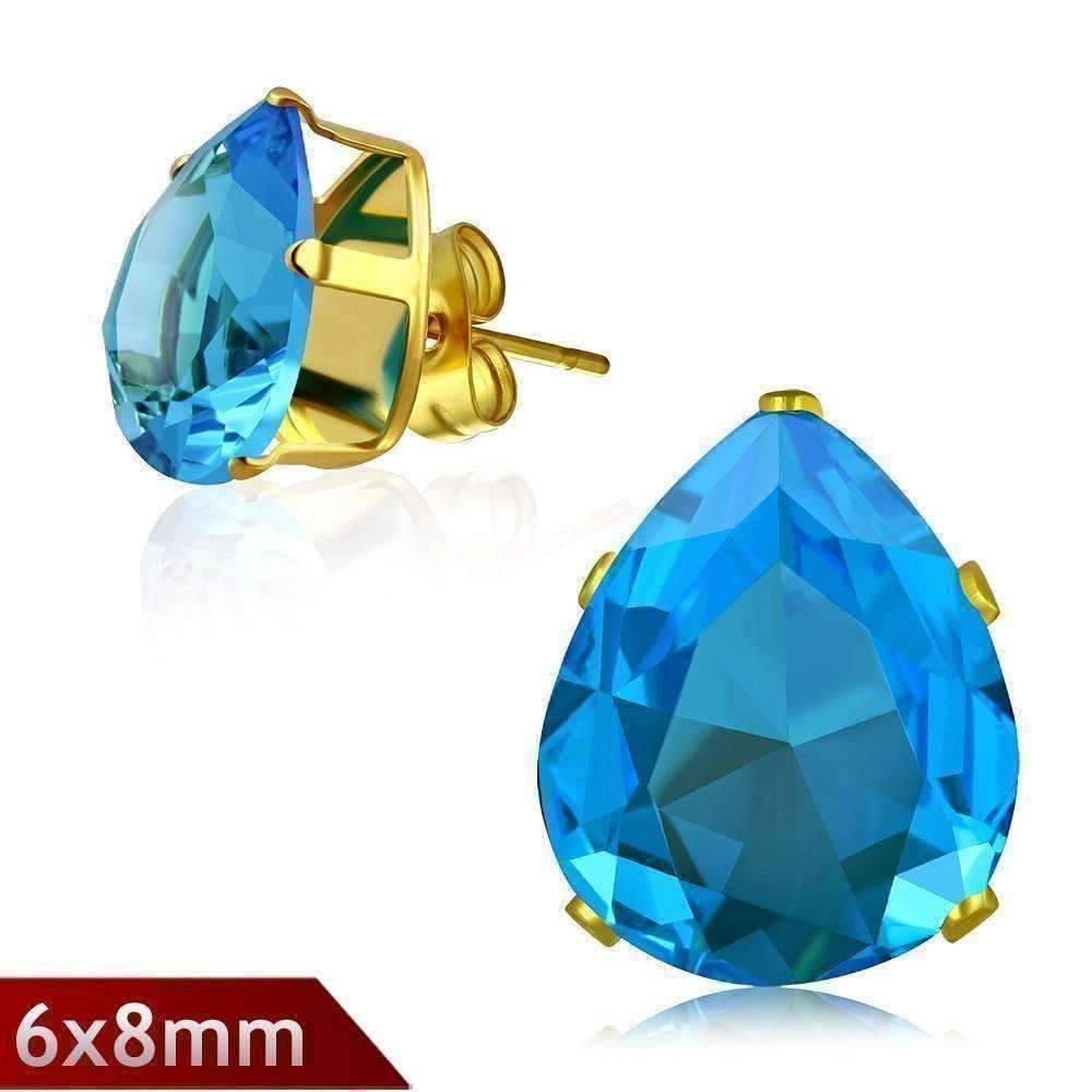 Feshionn IOBI Earrings Aqua CLEARANCE - Sea Droplet Aqua Blue Pear Shape 1.25ct CZ Stud Earrings