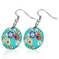 Feshionn IOBI Earrings Aqua Green Round Handcrafted Floral Cane Work Clay & CZ Earrings ~ Five Lively Colors to Choose From