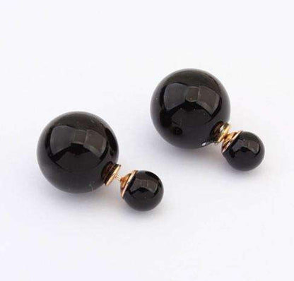 Feshionn IOBI Earrings Black Bowling Pin Reversible Pearl Earrings - Five Colors to Choose!