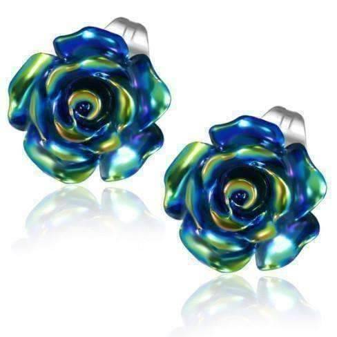 Feshionn IOBI Earrings Blue Blue Rose Stud Earrings