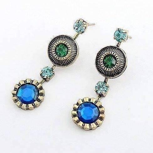 Feshionn IOBI Earrings Blue Green "Eleanor's Summer" Drop Earrings