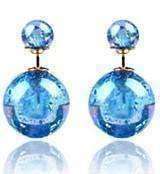Feshionn IOBI Earrings Blue Marbled Bowling Pin Reversible Pearl Earrings - Nine Funky Colors to Choose!