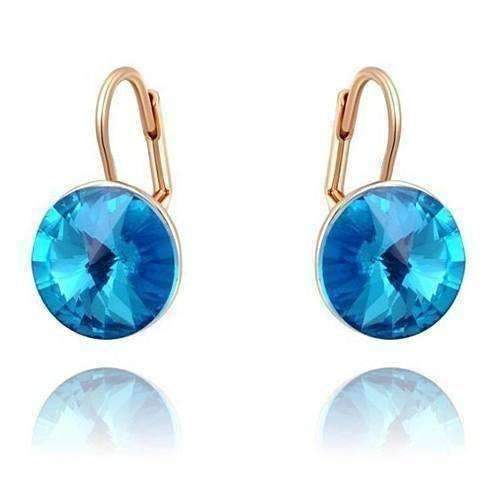 Feshionn IOBI Earrings Blue ON SALE - Oceanic Blue Austrian Crystal Leverback Earrings