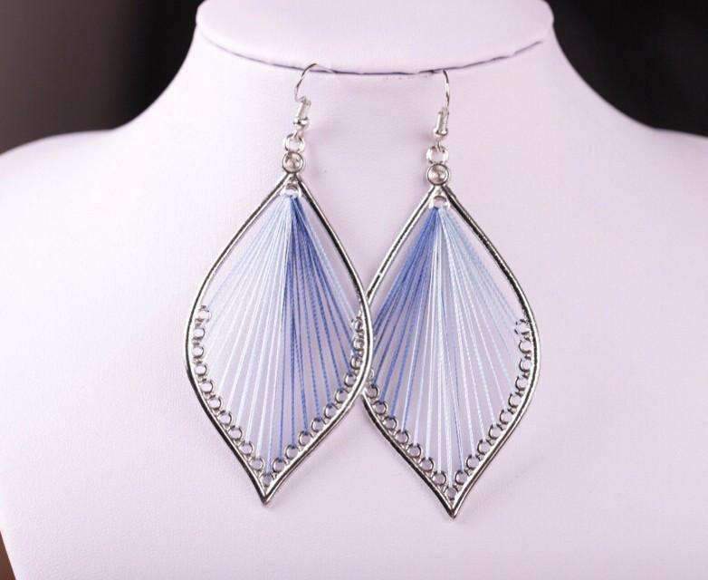 Feshionn IOBI Earrings Blues Global Beauty Silk Thread String Art Drop Earrings In Three Colors