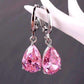 Feshionn IOBI Earrings Blushing Pink on Platinum plated ON SALE - Raindrop Diamond Dust Infused Dangling Earrings in Diamond White or Blushing Pink