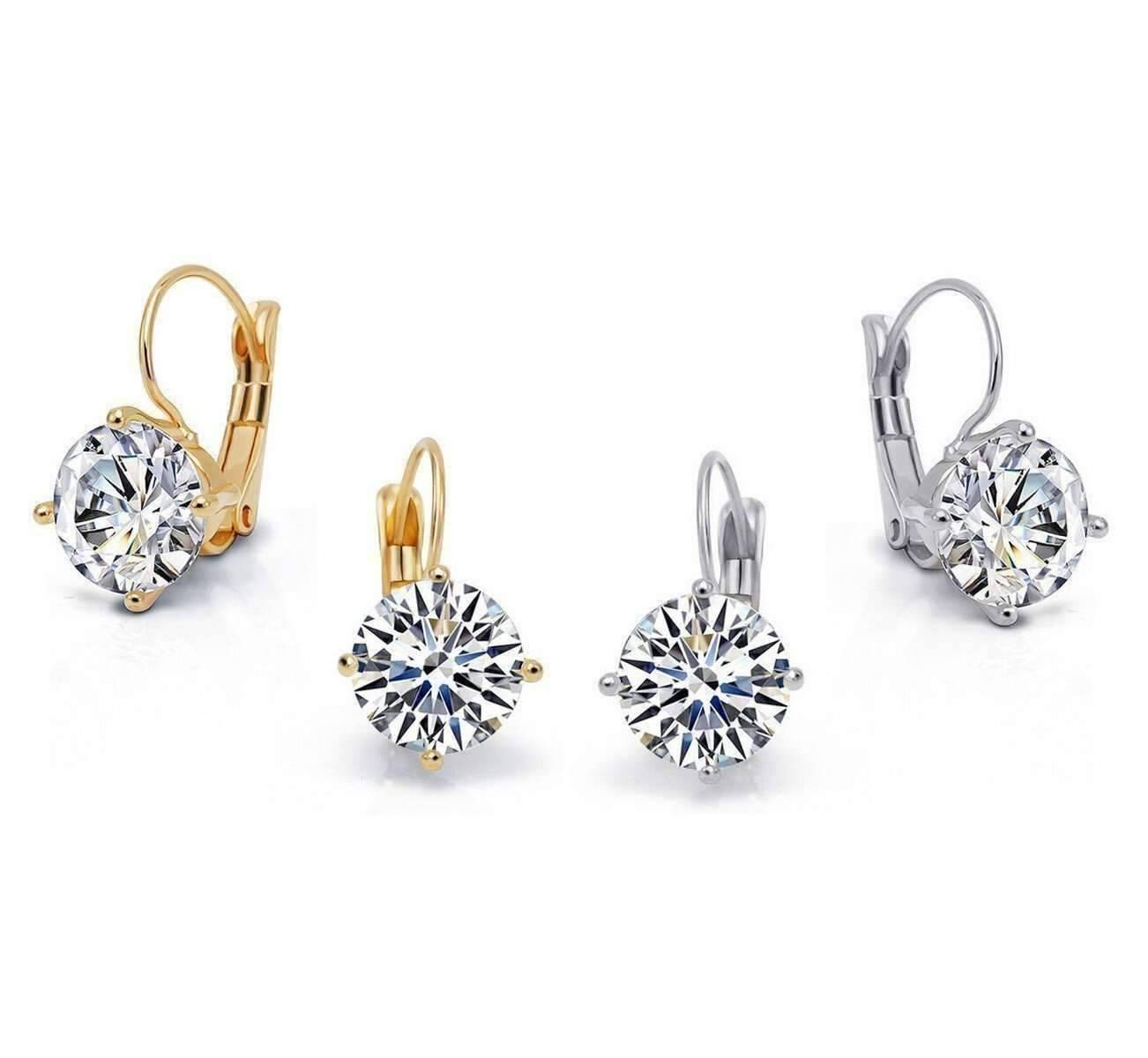 Feshionn IOBI Earrings Bold 7 CTW Solitaire Leverback Earrings in Yellow, Rose or White Gold