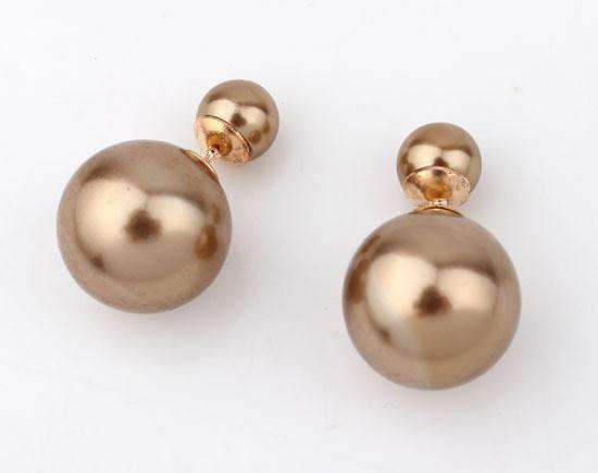 Feshionn IOBI Earrings Bronze Bowling Pin Reversible Pearl Earrings - Five Colors to Choose!