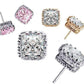 Feshionn IOBI Earrings Buy all 3 discounted Royal Princess 6mm Cut Simulated White Or Pink Sapphire Stud Earrings
