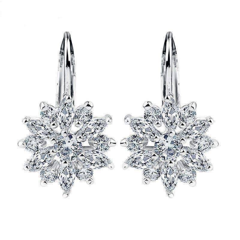 Feshionn IOBI Earrings Clear on Platinum Plated ON SALE - Brilliant Austrian Crystal Flower Earrings