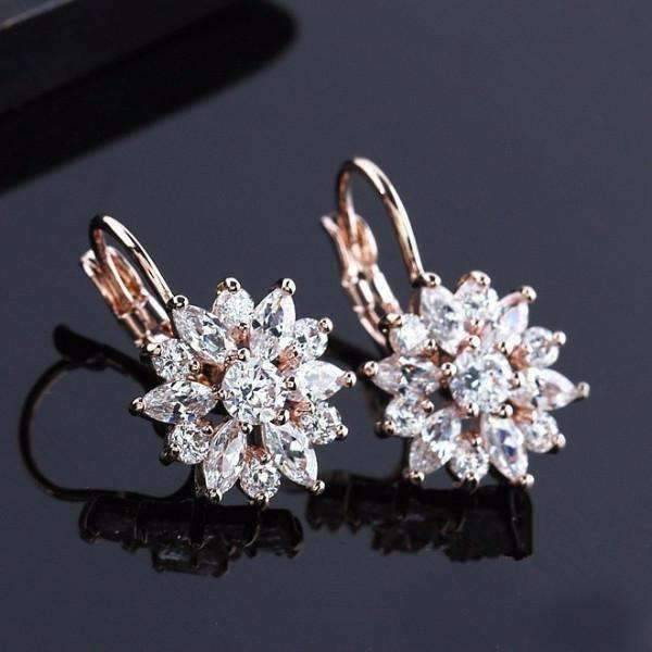Feshionn IOBI Earrings Clear on Rose Gold ON SALE - Brilliant Austrian Crystal Flower Earrings