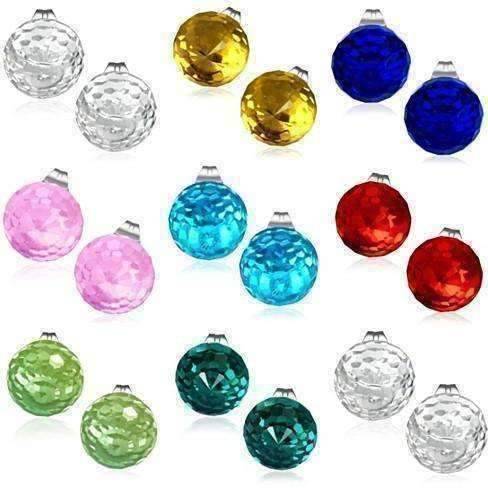 Feshionn IOBI Earrings CLEARANCE - Disco Ball Faceted Crystal Stud Earrings - Eight Colors!