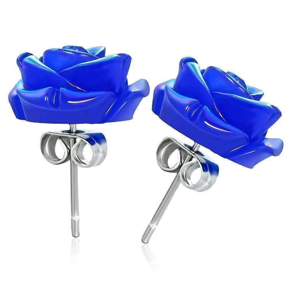 Blue rose clearance stud earrings