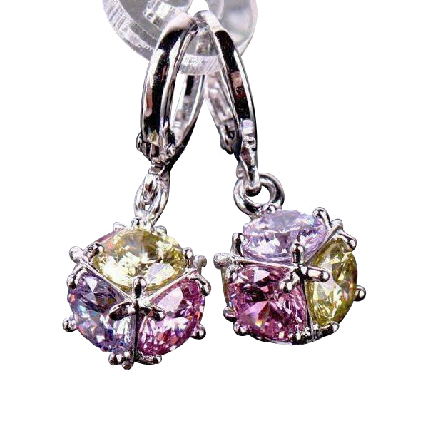Feshionn IOBI Earrings Colorful in Yellow, Pink, Purple ON SALE - Crystal Cube Dangling Charm Earrings