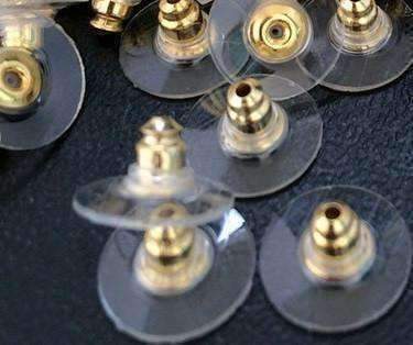 Feshionn IOBI Earrings Comfort Replacement Earring Backs With Plastic Disk Stopper/Bullet Style Gold, Silver or Mixed