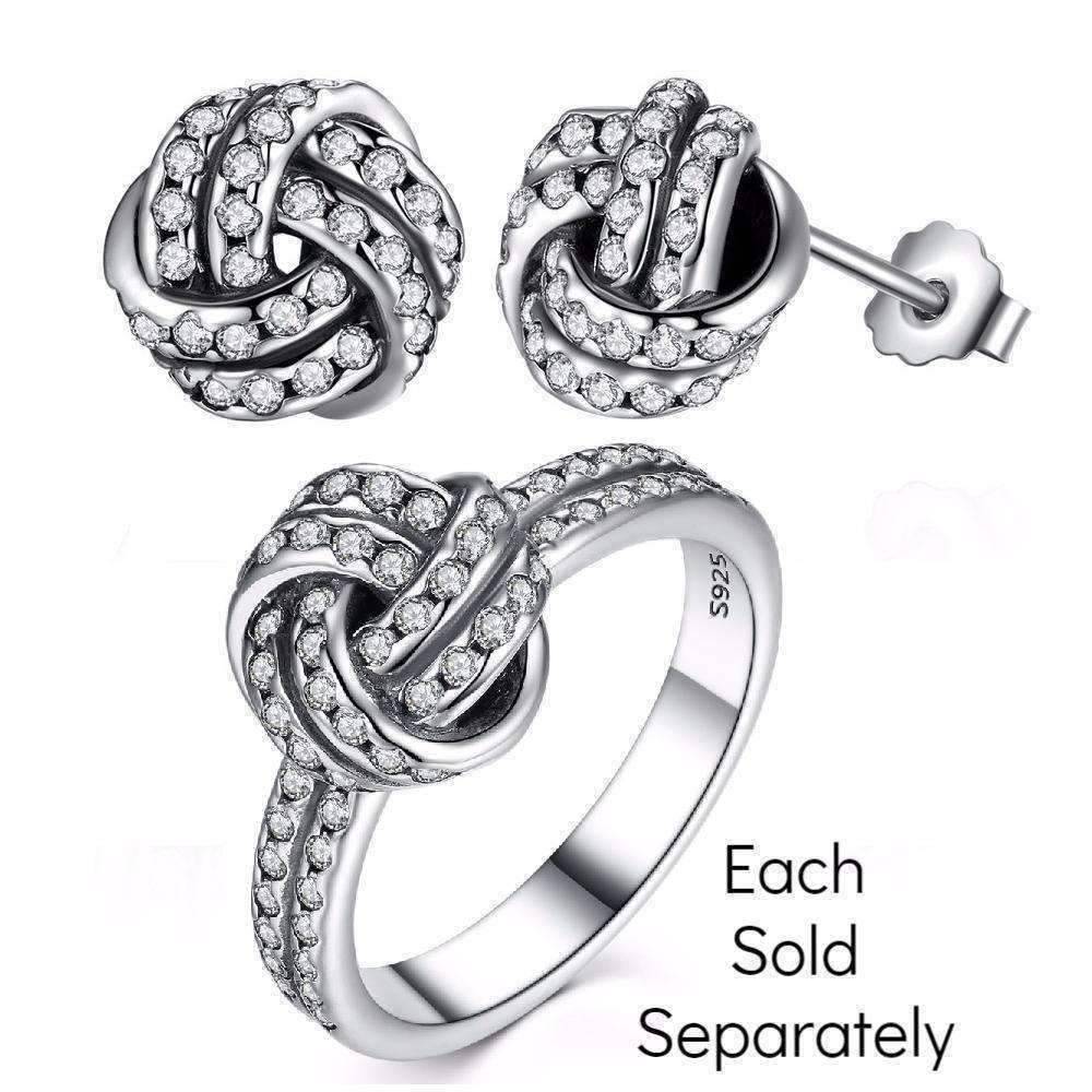 Feshionn IOBI Earrings CZ Accented Sterling Silver Love Knot Stud Earrings