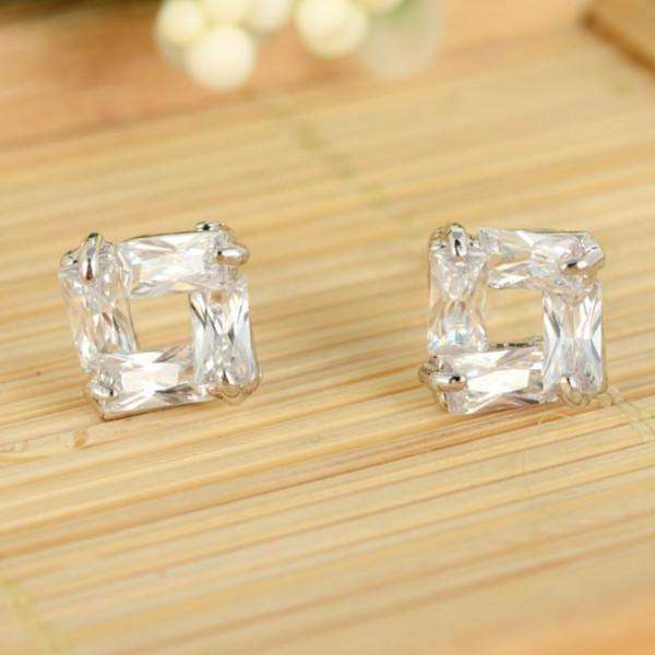 Feshionn IOBI Earrings Diamond Effect Austrian Crystal Square Stud Earrings