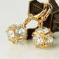Feshionn IOBI Earrings Diamond White in Yellow Gold ON SALE - Crystal Cube Dangling Charm Earrings